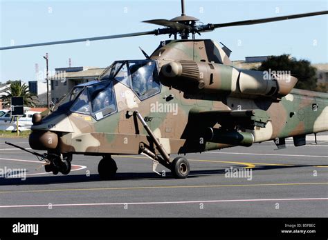 A South African Air Force Rooivalk attack helicopter at an air show at ...