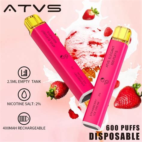 Atvs Elegant Vape Descart Vel Puffs Sorvete De Morango Vender