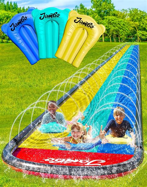 Jambo Extra Long Slip Splash And Slide With 3 Bodyboards Backyard