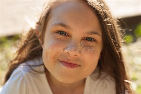 Summer Portrait Of A Little Girl In Close Up Stock Photo Image Of