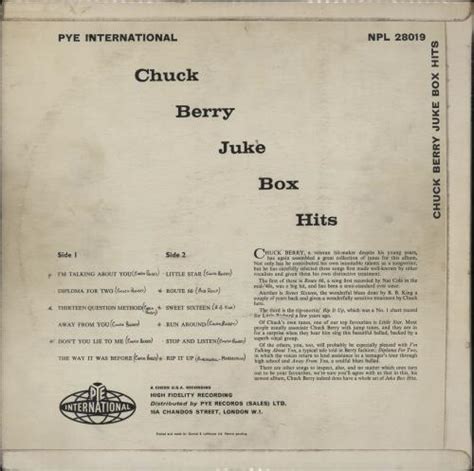 Chuck Berry Juke Box Hits Wos Uk Vinyl Lp Album Lp Record