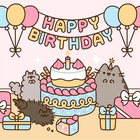 Pusheen Cat Clipart Happy Birthday Pusheen The Cat With Balloons Porn