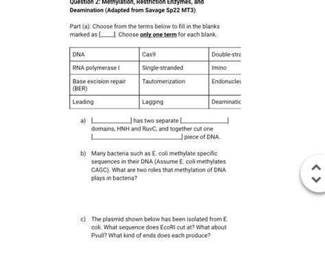 Solved Question 2: Methylation, Restriction Enzymes, and | Chegg.com