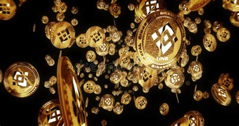 Binance BNB Stablecoin Cryptocurrency Flying Between Golden Coins Loop