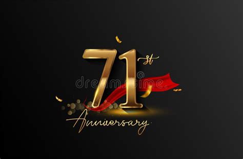 St Anniversary Glowing Logotype With Confetti Golden Colored Isolated