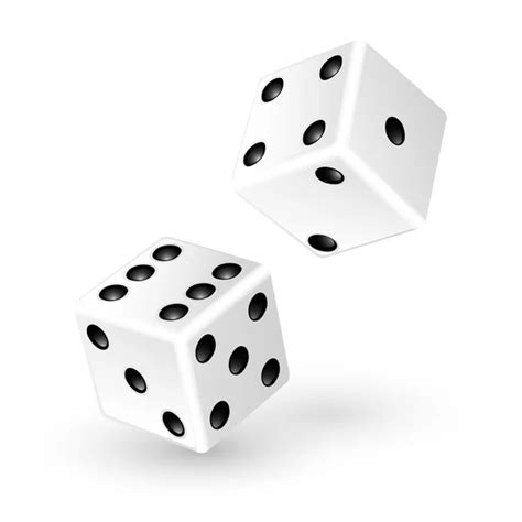 Realistic Two White Dice Stacked On White Background — Stock Vector