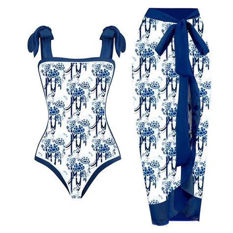 Wreesh Womens One Piece Swimsuit Print Swim Suits Beach Cover Ups Swimsuit Bikini Lace Up