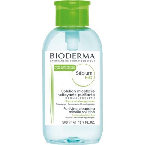 Bioderma Sébium H2o Solution Micellaire Nettoyante Purifiante Peaux Mixtes Grasses 500ml Lot De