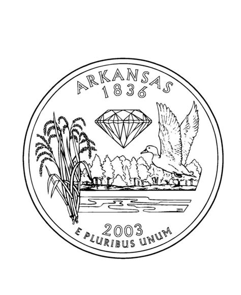 Arkansas State Quarter Coloring Page State Symbols Coloring Pages Arkansas State