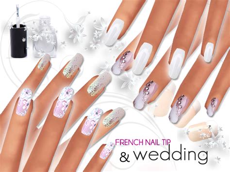 The Sims Resource French Manicure And Wedding Nails Pack