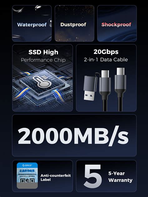 Orico Mecha โซลิดสเตตไดรฟ์ภายนอก Ssd 2000mbs 2tb 1tb Usb 32 Gen2 Type