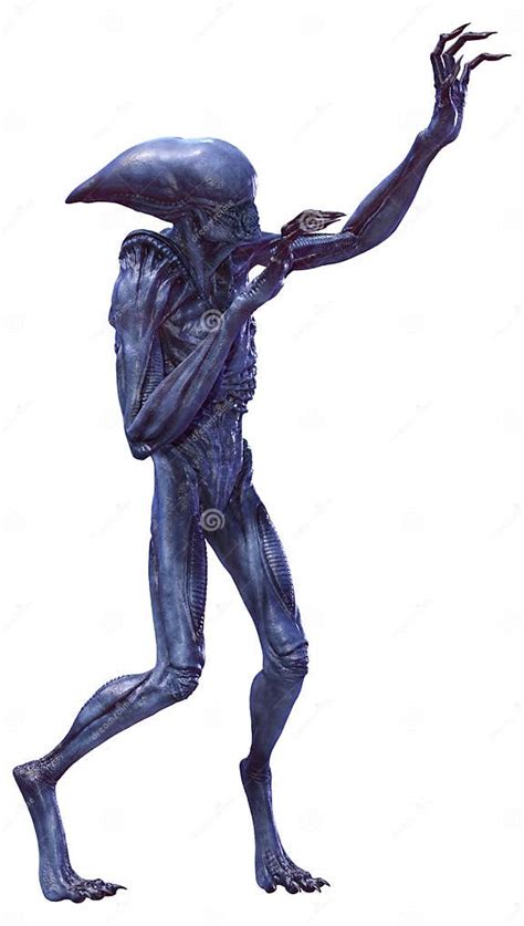 rendering blue alien  white stock illustration illustration