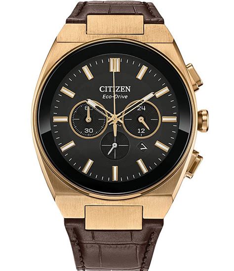 Citizen Men's Axiom Chronograph Brown Leather Strap Watch | Dillard's