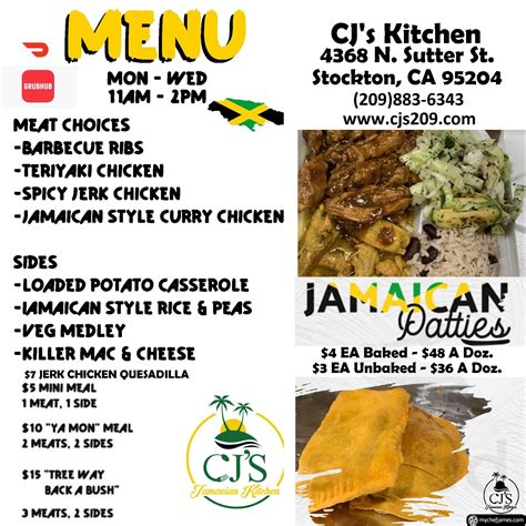 Cjs Jamaican And Bbq Kitchen Catering Menus In Stockton California United States