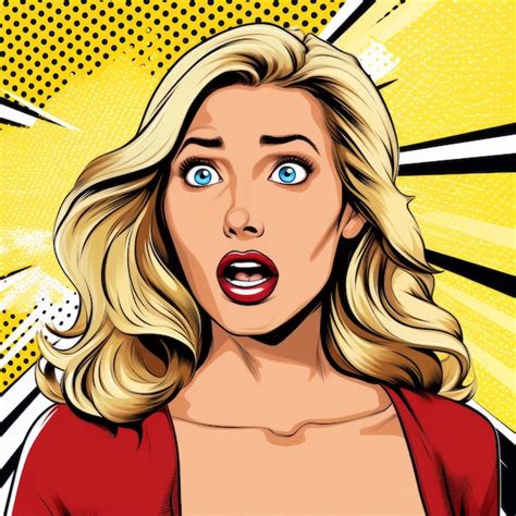 Premium Photo Shocked Blonde Woman In Pop Art Style Highly Detailed Illustrations