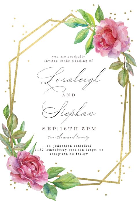 Geometric Roses Wedding Invitation Template Greetings Island