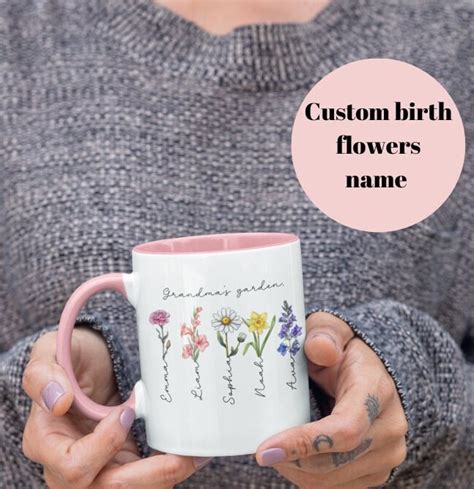 Personalized Birth Flower Mug Mom T Custom Grandmas Garden Coffee