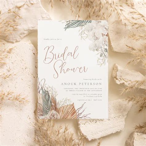 Boho Modern Terracotta Pampas Grass Bridal Shower Invitation Zazzle