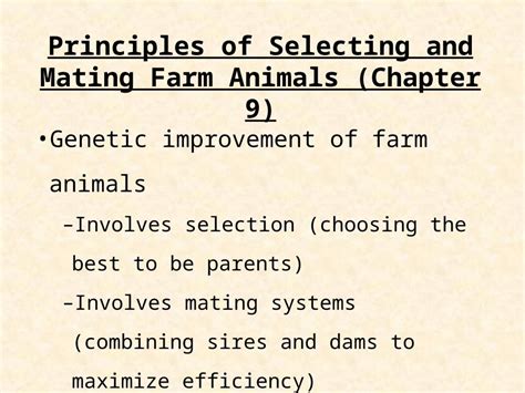 Ppt Principles Of Selecting And Mating Farm Animals Chapter 9