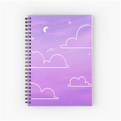 Purple Sunset Aesthetic Moon Star Spiral Notebook For Sale By