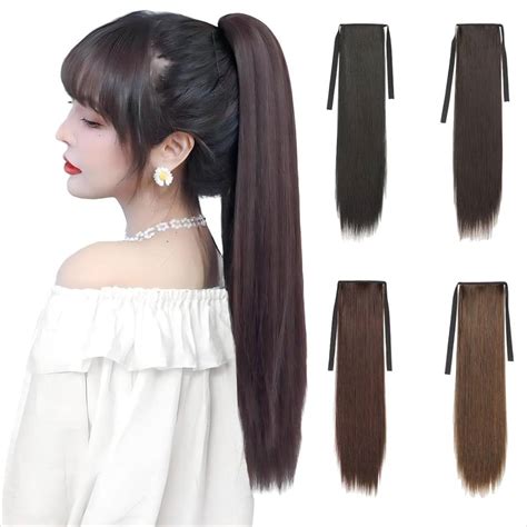 ポニーテールウィッグ 45cm ダークブラウン ロング エクステ ヘアアレンジ 買取 ウィッグ・エクステ