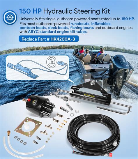 Hp Hydraulic Outboard Steering Kit Boat Marine System Built In Two