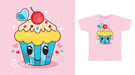 Premium Vector Cute Cupcake Tshirt Design