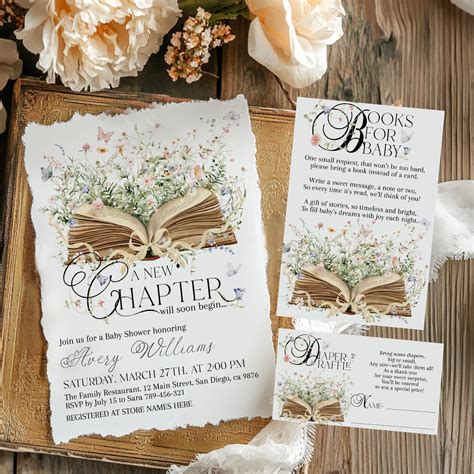 New Chapter Begins Baby Shower Invitation Bundle, Storybook Baby Shower