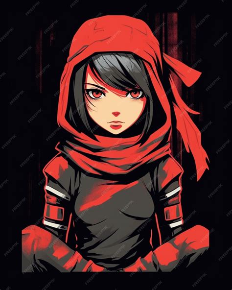 Premium Ai Image Anime Girl In Red Hoodie Sitting On Floor With Black