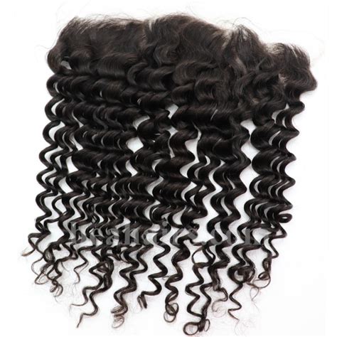 Brazilian Virgin Human Hair Deep Wave Lace Frontal With Bleached Knots