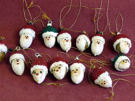 Acorn Santa Faces Hand Painted Christmas Tree Ornaments