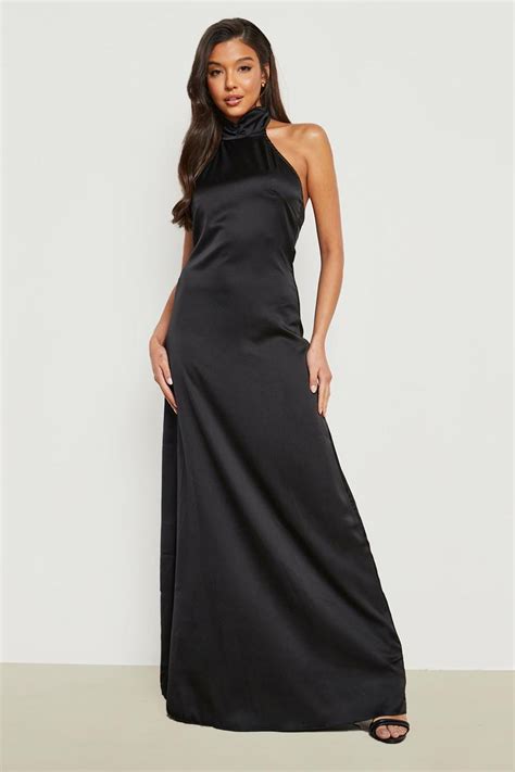 Womens Halter Neck Satin Maxi Dress Boohoo Uk