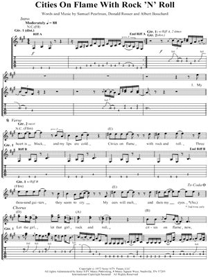 "Cities On Flame With Rock 'N' Roll" Sheet Music - 1 Arrangement Available Instantly - Musicnotes