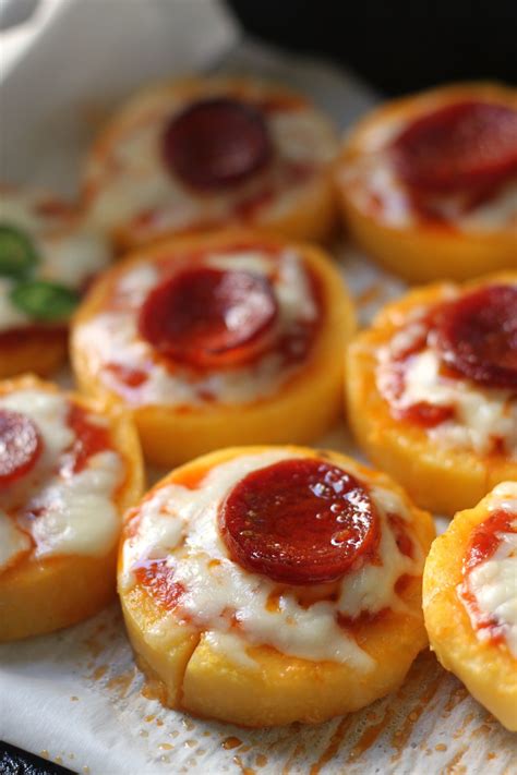 Pepperoni Polenta Pizza Bites Baker By Nature