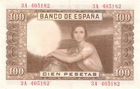 Spanien 100 Pesetas 1953 Banknote EF MA Shops