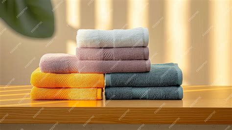 Premium AI Image | towels on the booth different colors high saturation ...