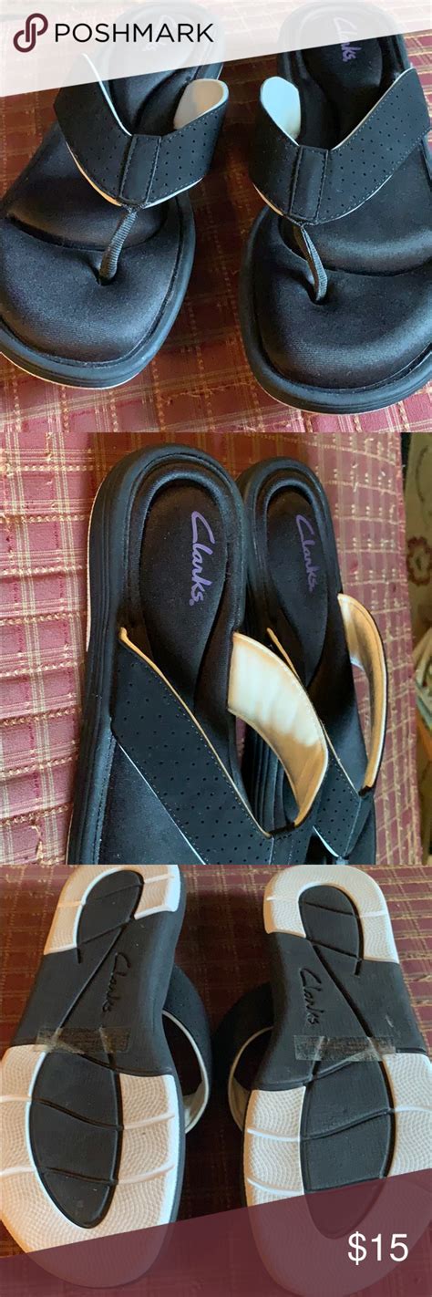 Clark’s Black Flip Flop Sandals Sz 10 New Black Flip Flops Flip Flop Sandals Flip Flops