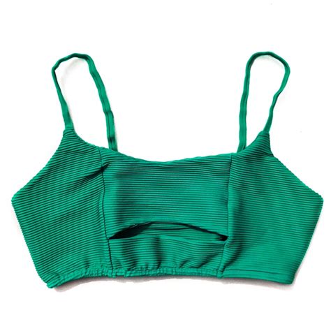 Alice Emerald Green Underboob Cut Out Ribbed Lined Bikini Top Etsy