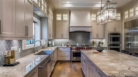 Premium Photo | Luxury modern white beige and grey kitchen interior