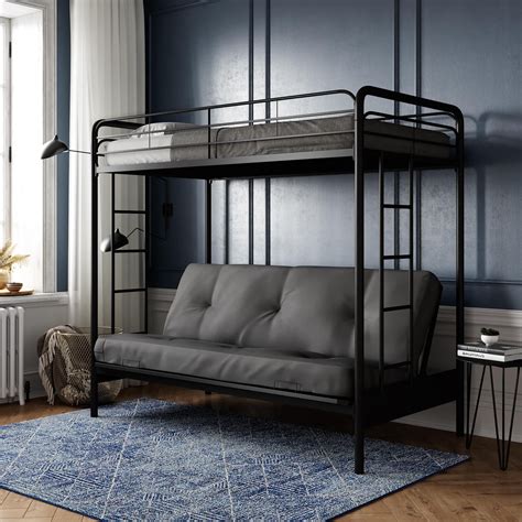 Dhp Sammie Twin Over Futon Metal Bunk Bed Black