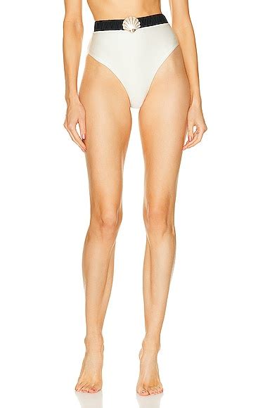 Patbo Seashell High Cut Bikini Bottom In Black White Fwrd