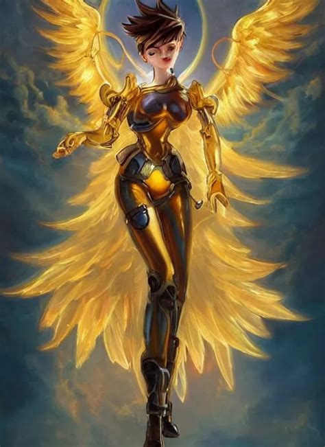 Full Body Oil Painting Of Tracer Overwatch In The Stable Diffusion