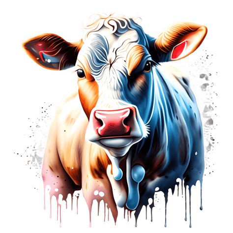 Watercolour Cow Drinking Milkshake Creative Fabrica