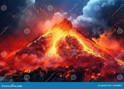 Majestic Volcanic Eruption Breathtaking Panorama Of A Volcanic