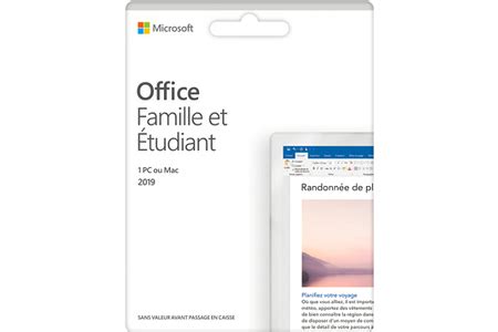 Logiciel Microsoft Office 2019 Famille Etudiant POSA Darty