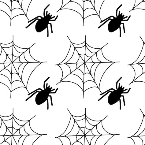 Patrón sin costuras de halloween con araña negra e ilustración de