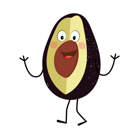 Cartoon Avocados Mascot Characters Hand Drawn Doodle Style Cartoon