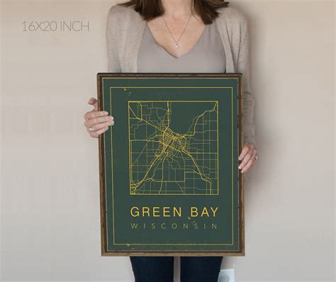 Green Bay Map Green Bay Packers Map of Green Bay Wisconsin - Etsy