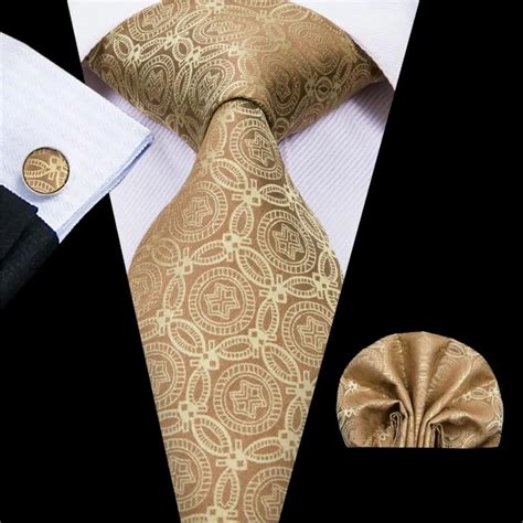 Hi Tie Men S Silk Woven Gold Floral Ties For Men Luxury Designer Wedding Party Business Tie Set