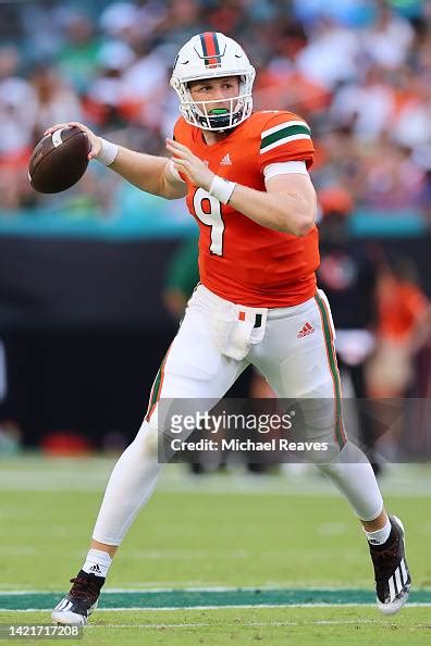 Tyler Van Dyke Of The Miami Hurricanes Throws A Pass Against The